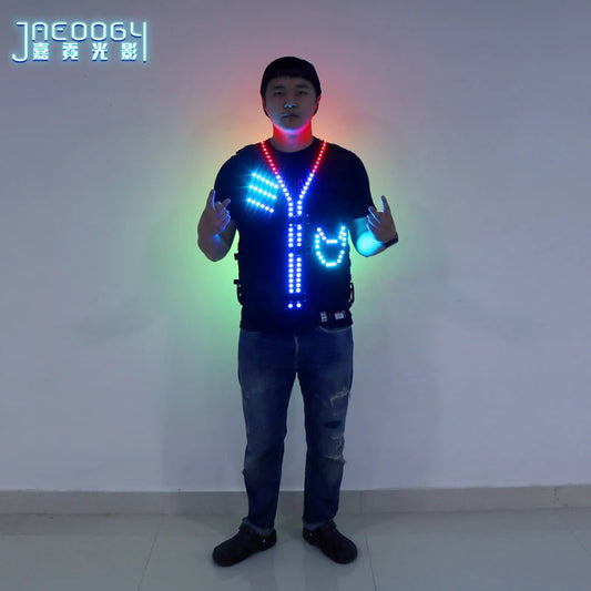 LED Luminous Clothes for Bar Nightclub Performance, Fluorescent Vest Props, Halloween Party Color Vest, High Quality