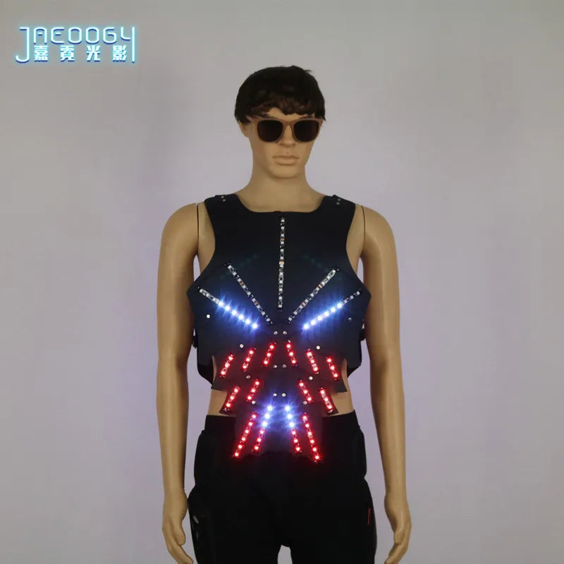 Men's Personality LED Lighting Vests, High Quality, Luminous, Bar, Nightclub, Stage Performance Props