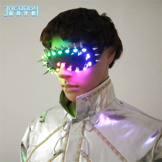 LED Luminous Glasses for Night Party, Cool rivets, Fluorescent Mask, Stage Performance, New Props