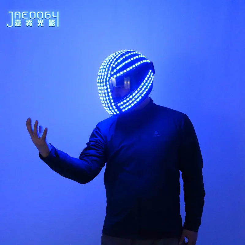 Cyberpunk Luminous LED Helmet, Night Performance, Halloween Party, Fluorescent Props