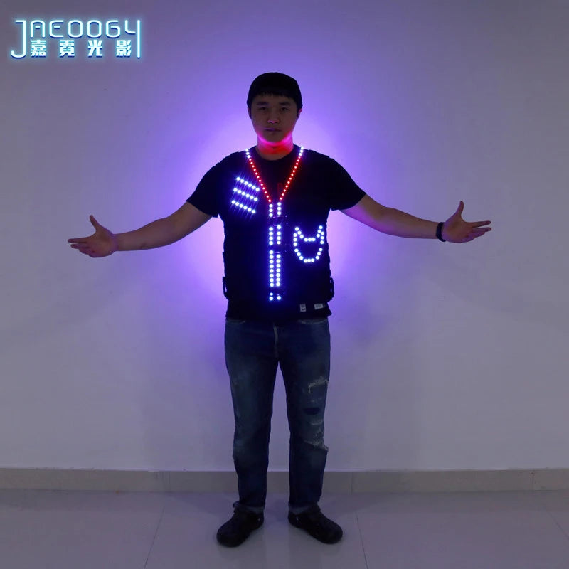 LED Luminous Clothes for Bar Nightclub Performance, Fluorescent Vest Props, Halloween Party Color Vest, High Quality