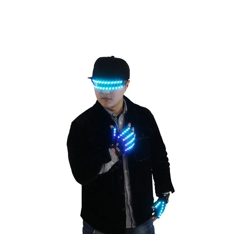 Stage Performance LED Light-emitting Gloves, Cosplay Strobe Glasses, Fluorescent Props, Bar Nightclub Party, Disco Show