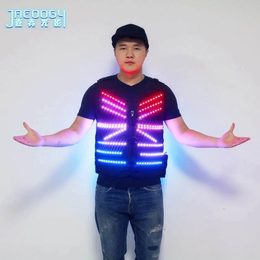 LED Luminous Vest for Stage Performance, Atmosphere Fluorescent Strobe Costume, Suitable for Stage Performance, Bar, DJ Singer