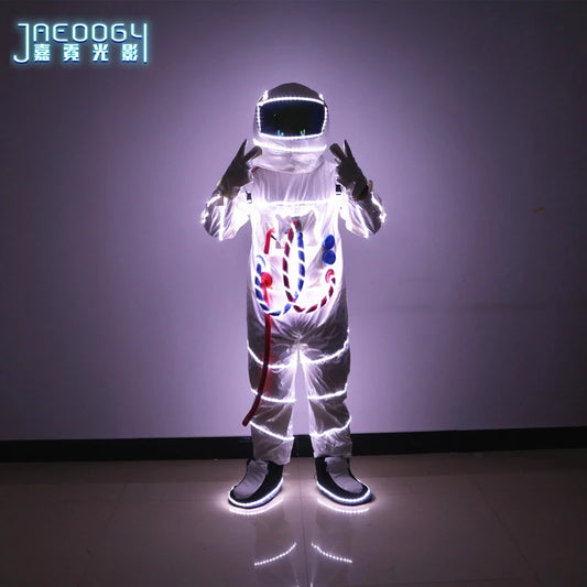 LED Space Astronaut Costume, Nightclub Stage Performance, Lighted Clothes, Halloween Fluorescent Robot Costume