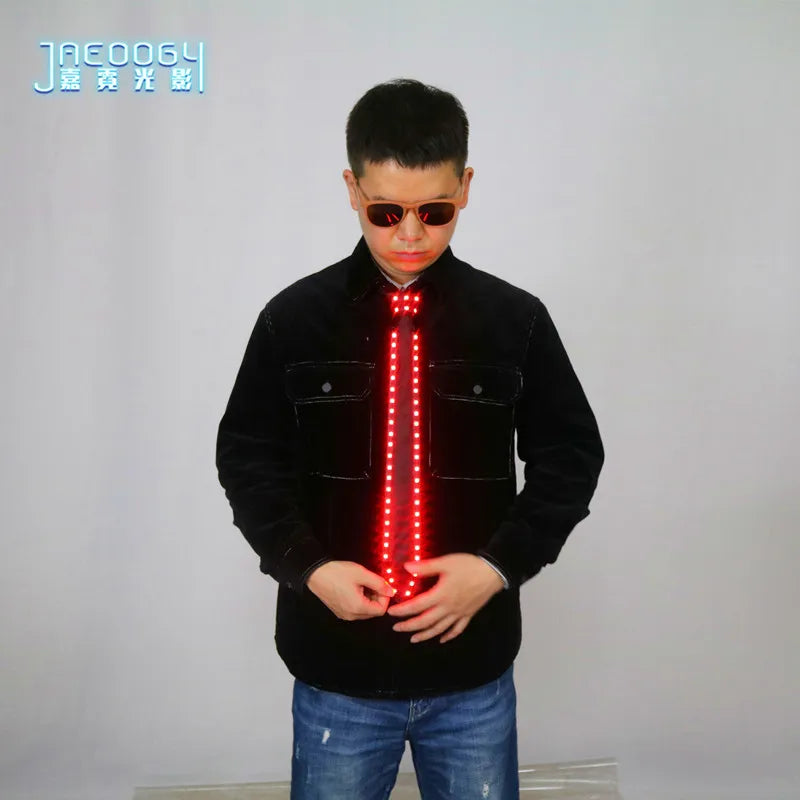 LED Neon Party Tie for Men, Luminous Necktie, Glow in the Dark, Glowing Ties,Halloween, DJ, Bar, Club, Stage Prop, Clothing