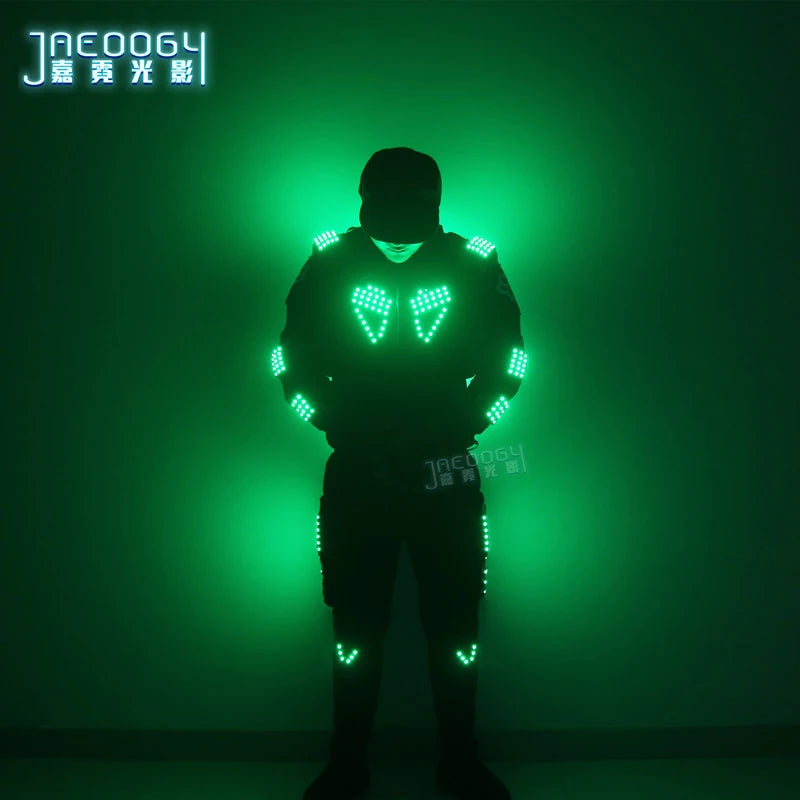 Red LED Vest Set with Gloves and Lighted Goggles for Party Shows, Green Laser Costume, New