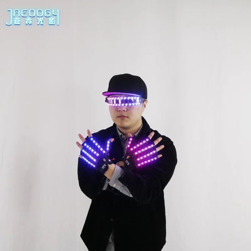 Stage Performance LED Light-emitting Gloves, Cosplay Strobe Glasses, Fluorescent Props, Bar Nightclub Party, Disco Show