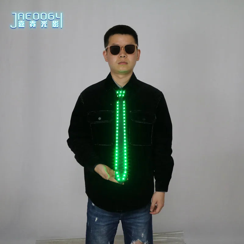 LED Neon Party Tie for Men, Luminous Necktie, Glow in the Dark, Glowing Ties,Halloween, DJ, Bar, Club, Stage Prop, Clothing