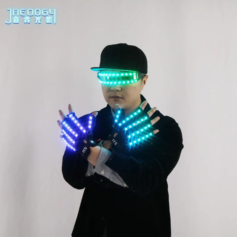 Stage Performance LED Light-emitting Gloves, Cosplay Strobe Glasses, Fluorescent Props, Bar Nightclub Party, Disco Show