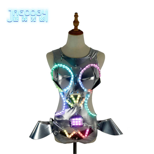 Full Color LED Luminous Party Skirt, Sexy Girl Costume, Night Stage, Singer Performance Props