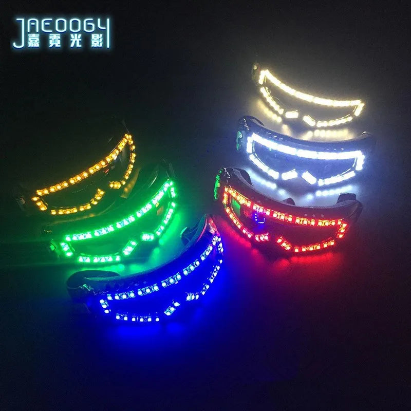 Futuristic Glasses with Luminous Light, LED Glowing Cyberpunk Goggles, Neon Bar Party Props, Festival Supplies, Fashion