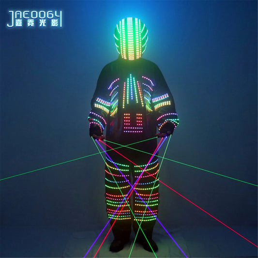 New LED Colorful Flash Glow Clothing Bar Nightclub Stage Performance Fluorescent Helmets Laser Gloves LED Props