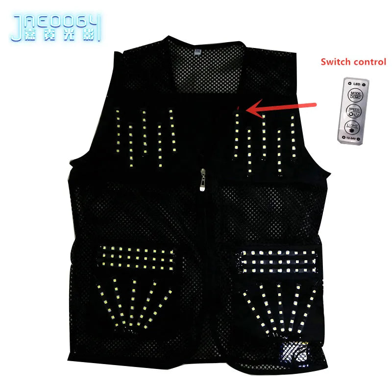 LED Luminous Vest, Night Performance, Lighting Costume, Suitable for Party, DJ Stage, Singing and Dancing Props