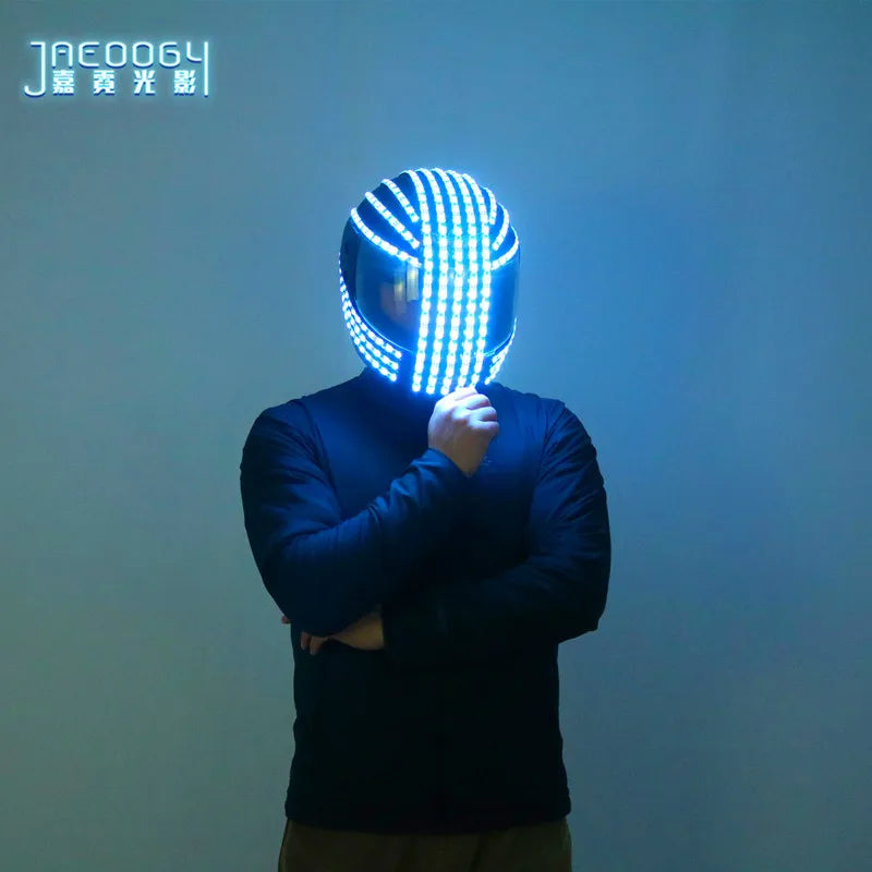 Cyberpunk Luminous LED Helmet, Night Performance, Halloween Party, Fluorescent Props