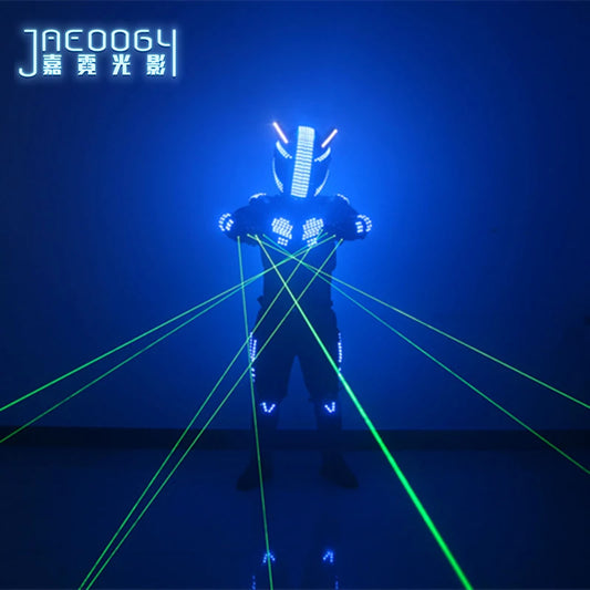 Luminous Clothes with Laser Gloves, Stage Show, LED Robot, Clothing, Bar Night Field, Fluorescent Lighting Helmet, Seven Color