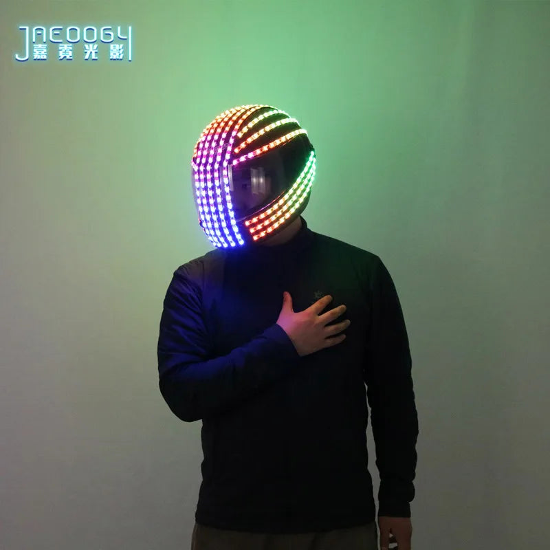 Cyberpunk Luminous LED Helmet, Night Performance, Halloween Party, Fluorescent Props