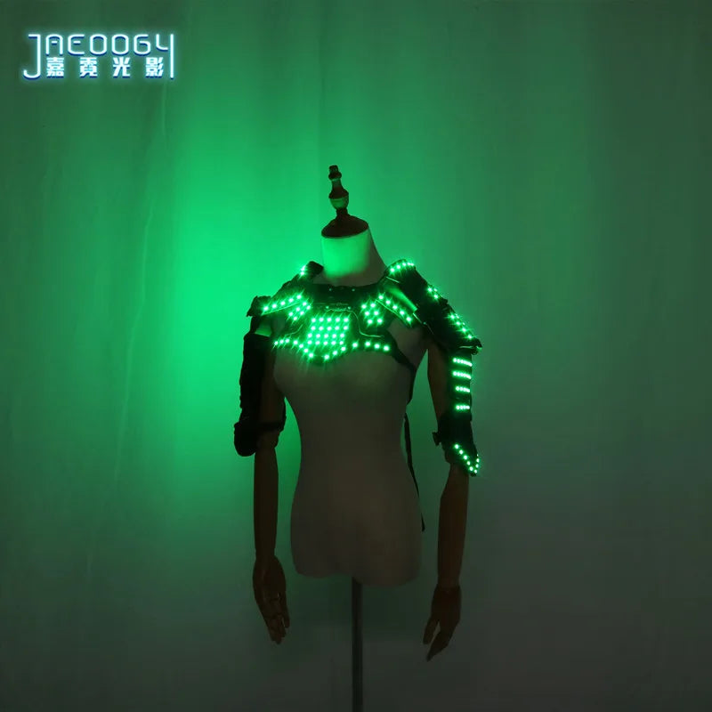 Armor Shawl with Luminous LED Clothes, Colored Lights, Suitable for Halloween, COSPLAY Party, Dance Performance Props