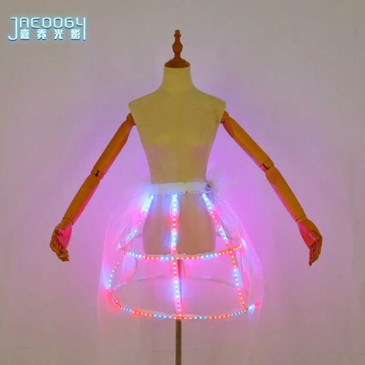 New Fashion LED Skirt Birthday Dance Party Colorful Light Up Tutu Skirt Stage Glow Costume White Sexy Belly Dance LED Skirt