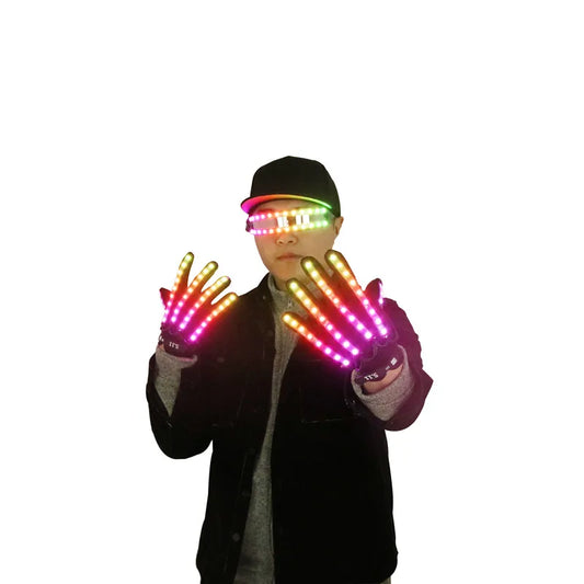 Colorful Luminous LED Glasses Gloves, Fluorescent Props, Night Party, Stage Performance, Christmas, Halloween