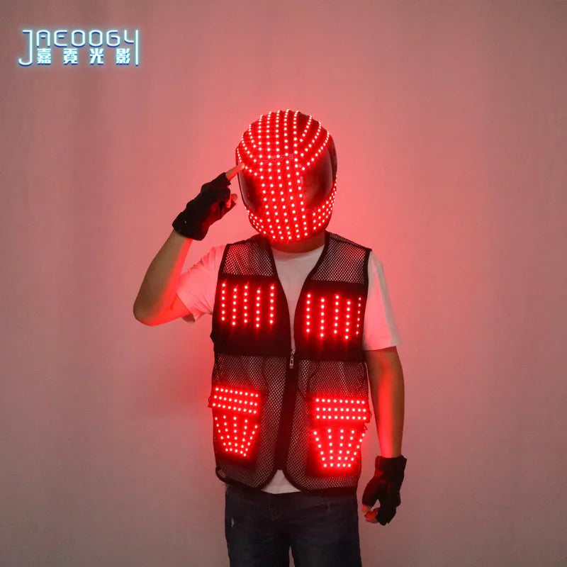 LED Robot Suit Stage Dance Costumes, Light Up Jacket, Strobe Luminous Clothing, Christmas and Halloween Party