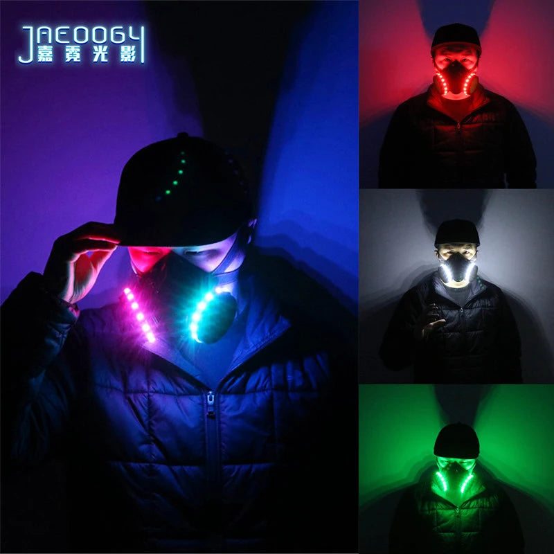 LED Multi-Color Strobe Mask, Suitable for Night DJ, Party Lighting, Costume Props, Halloween, Christmas Show, New