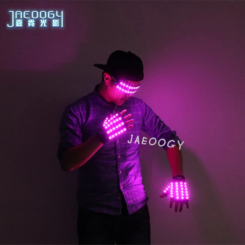 LED Glowing Gloves with Fluorescent Show, Creative Personality, Halloween, Christmas, Stage, DJ Singer, Performing, Personality