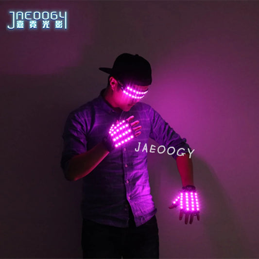 LED Glowing Gloves with Fluorescent Show, Creative Personality, Halloween, Christmas, Stage, DJ Singer, Performing, Personality