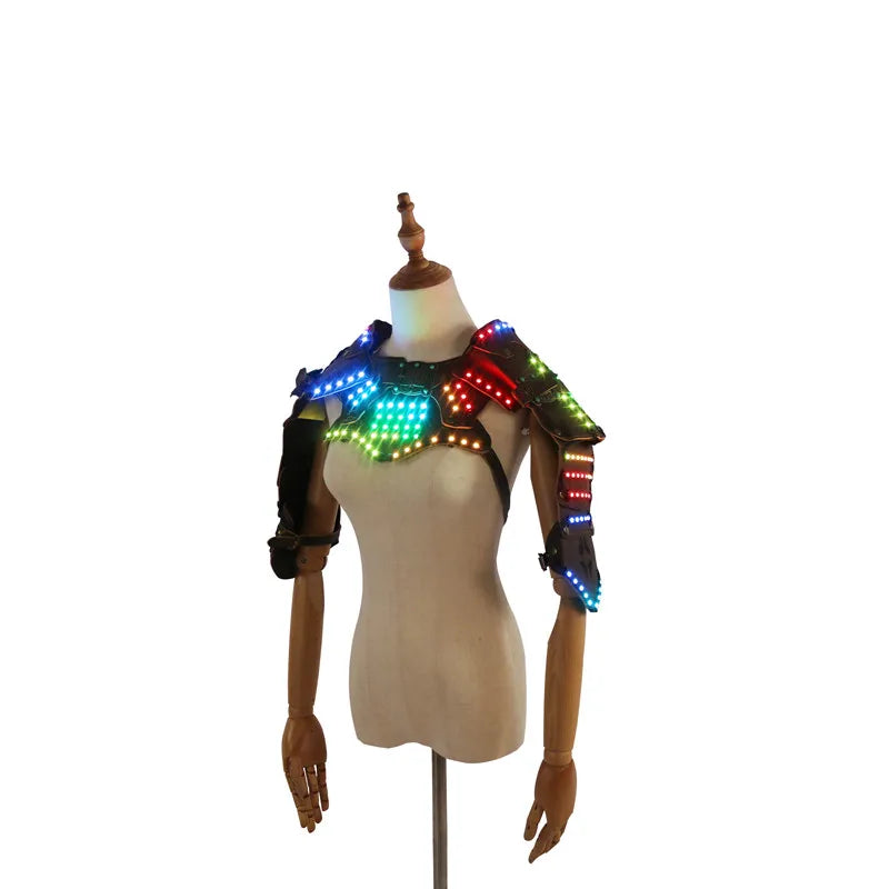 Armor Shawl with Luminous LED Clothes, Colored Lights, Suitable for Halloween, COSPLAY Party, Dance Performance Props