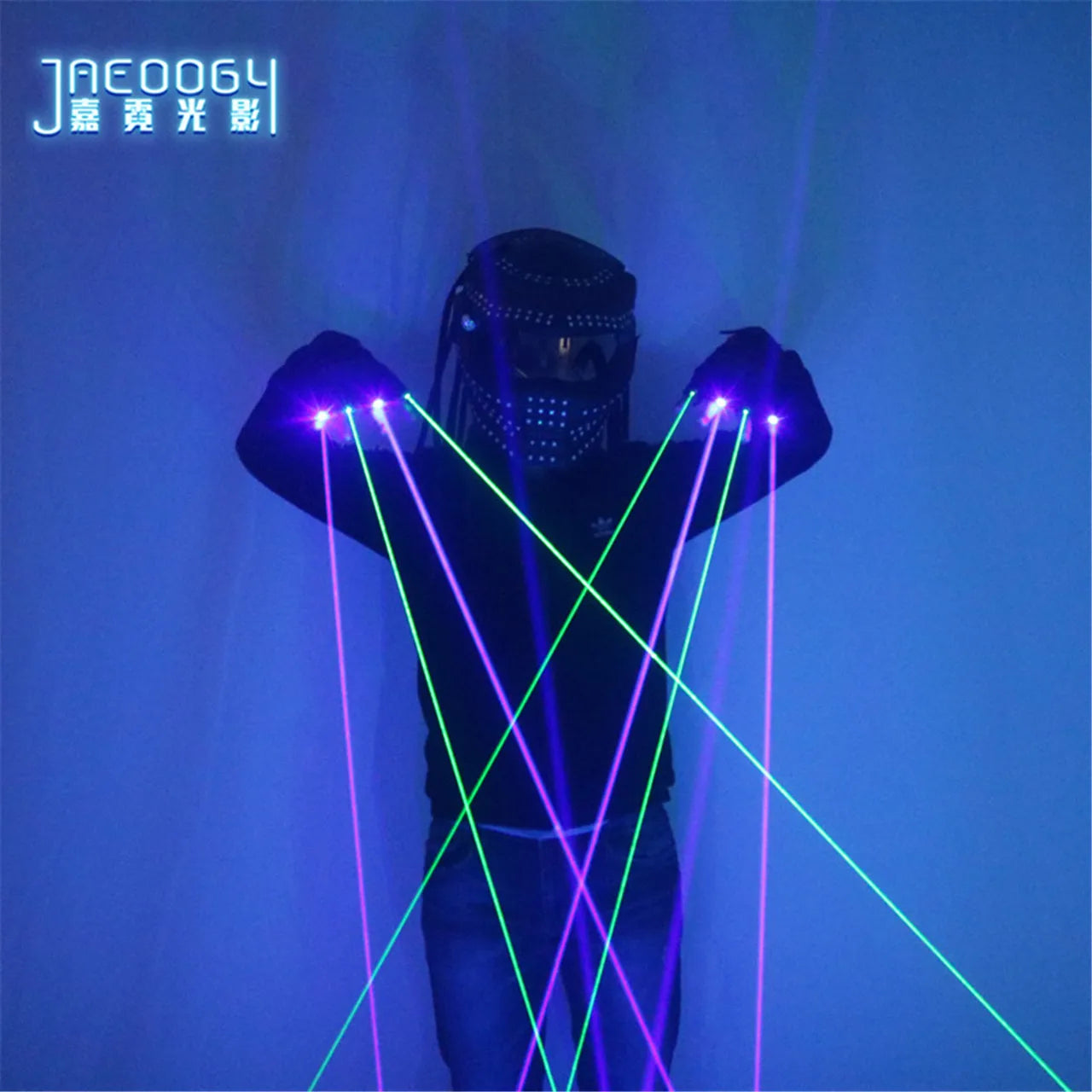 Fluorescent Color Laser Gloves for Bar Performance, Glowing Costume Props, Night Party, DJ Dancing, Blue and Green, New