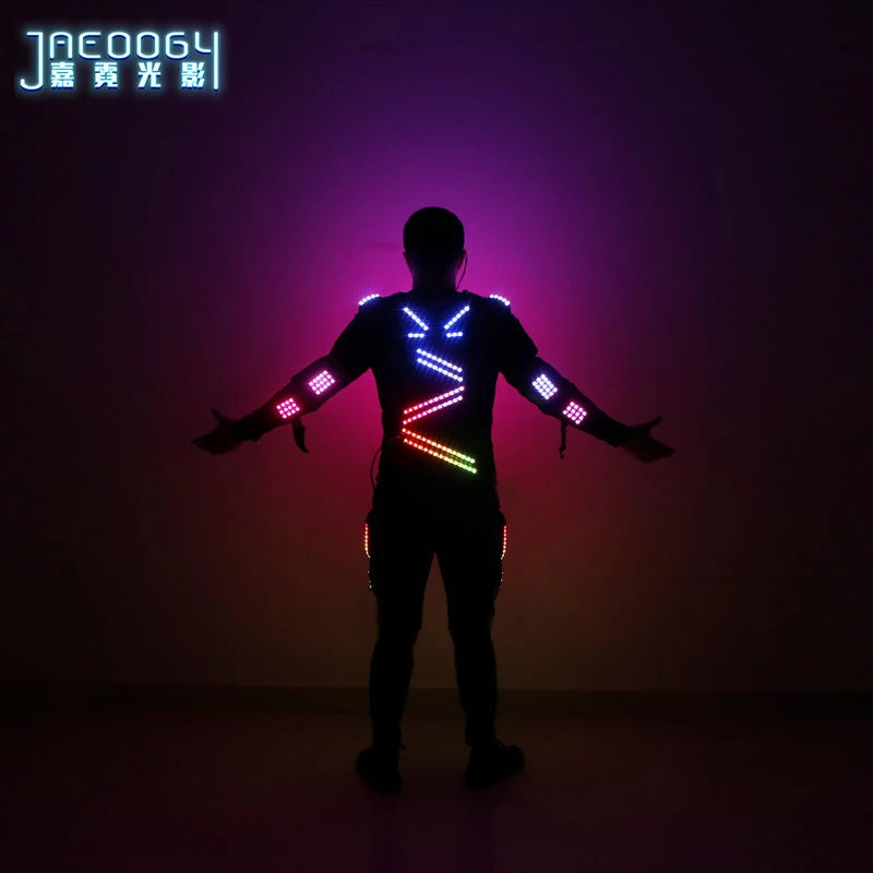 LED Luminous Armor Jacket, Glowing Costumes, Dancing Performance Clothes, DJ Stage Wear, New