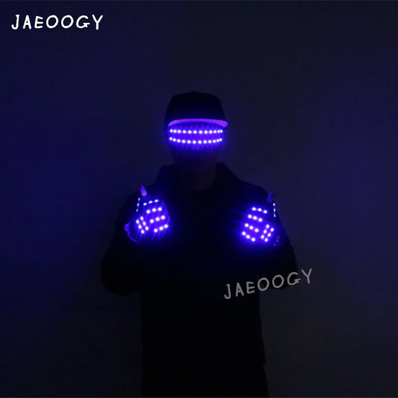 Bright LED Stage Costumes LED Gloves Strobe Luminous Glasses Laser Stage Props Party Supplies