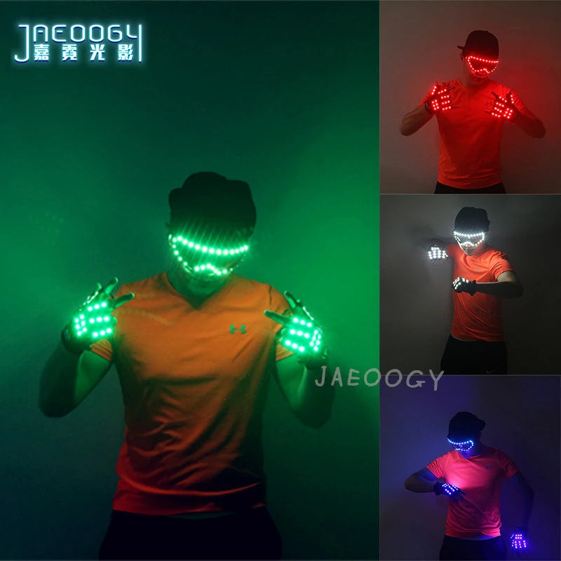 Party LED Glasses Costume Props, Bar Night Arena, Stage Glowing Gloves, Halloween, Christmas Lights