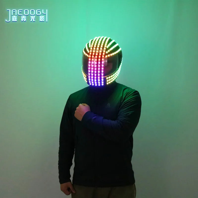 Cyberpunk Luminous LED Helmet, Night Performance, Halloween Party, Fluorescent Props