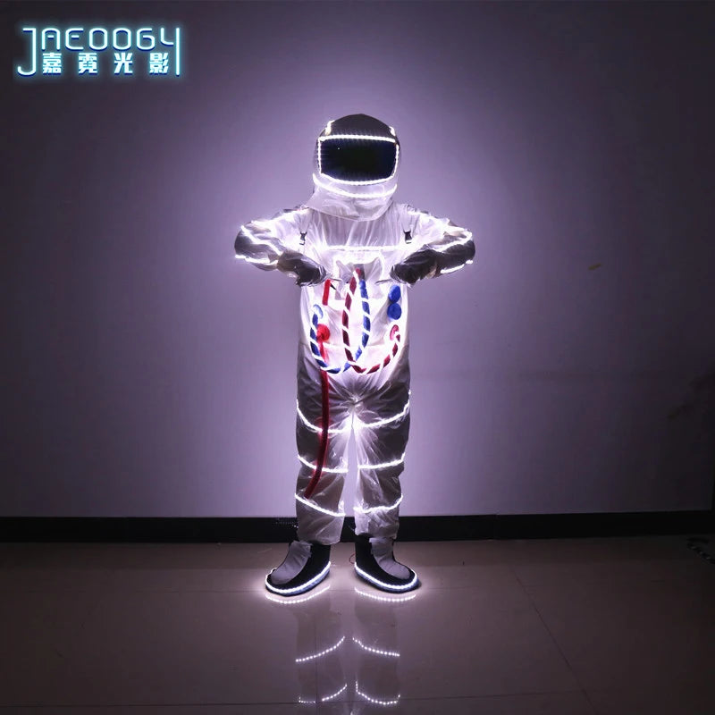 LED Space Astronaut Costume, Nightclub Stage Performance, Lighted Clothes, Halloween Fluorescent Robot Costume