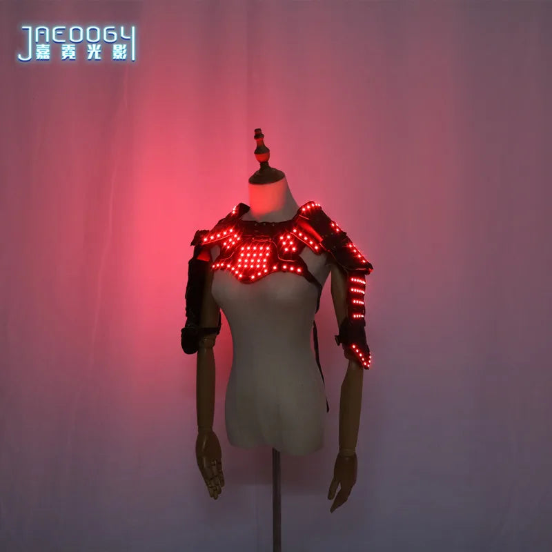 Armor Shawl with Luminous LED Clothes, Colored Lights, Suitable for Halloween, COSPLAY Party, Dance Performance Props